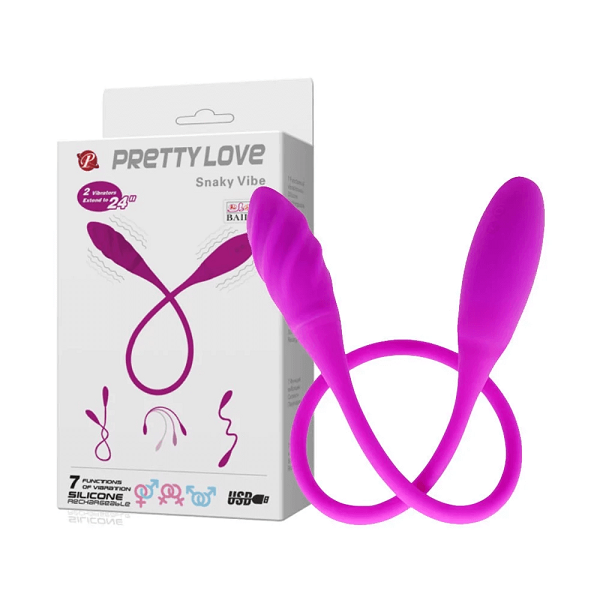 Trứng rung Pretty Love Snaky Vibe với thiết kế có 2 đầu rung mới lạ được kết nối với nhau thông qua sợi dây nhỏ ở giữa dài tới 60cm