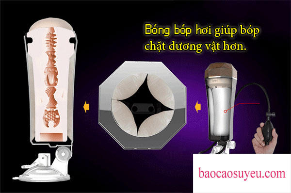 Âm đạo giả giá rẻ cấu tạo bóng bóp hơi giúp cậu nhỏ được co bóp, thắt chặt liên hồi 