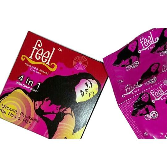 Bao cao su Feel hộp 3 cái, với sự kết hợp 4 in 1