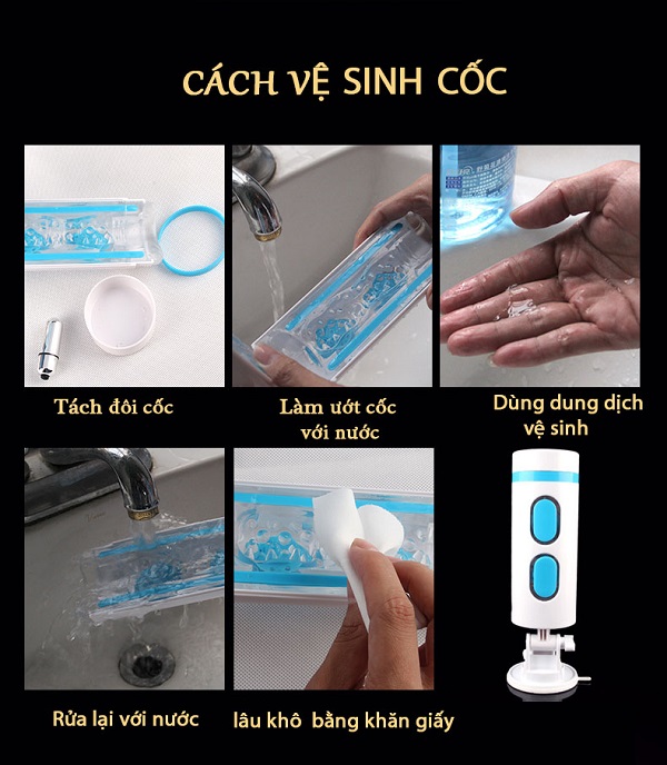 Cốc thủ dâm với thao tác tách đôi cốc dễ dàng vệ sinh bên trong mà không sợ chập mạch điện