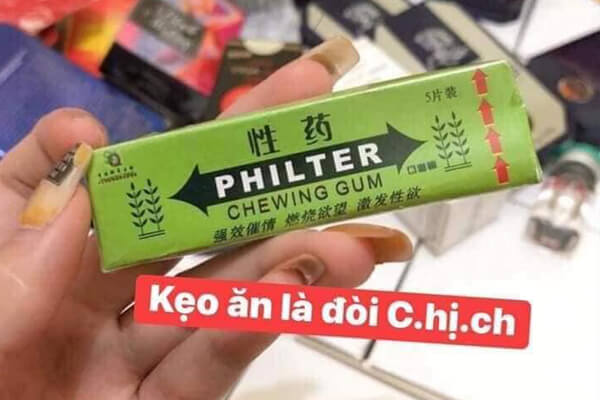 Kẹo cao su kích dục Philter được sản xuất tại Mỹ và là sản phẩm nổi tiếng ở nhiều quốc gia. Kẹo cao su kích dục Philter được sản xuất tại Mỹ và là sản phẩm nổi tiếng ở nhiều quốc gia.