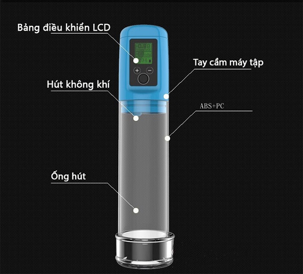  Máy tập to dương vật tự động sử dụng pin sạc và màn hình LCD