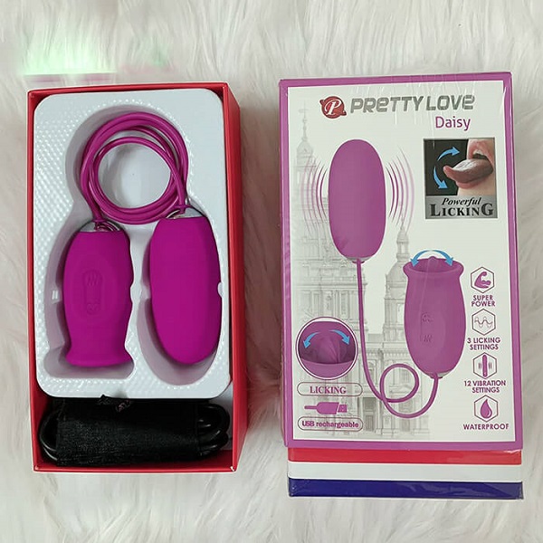 Trứng rung Lưỡi Liếm PrettyLove Daisy 2 đầu siêu kích thích