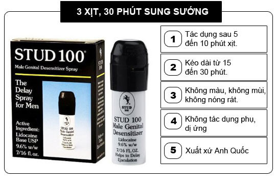 Thuốc Xịt Stud 100 Có Tốt Không? Mua Ở Đâu? Giá Bao nhiêu Thuốc Xịt Stud 100 Có Tốt Không? Mua Ở Đâu? Giá Bao nhiêu