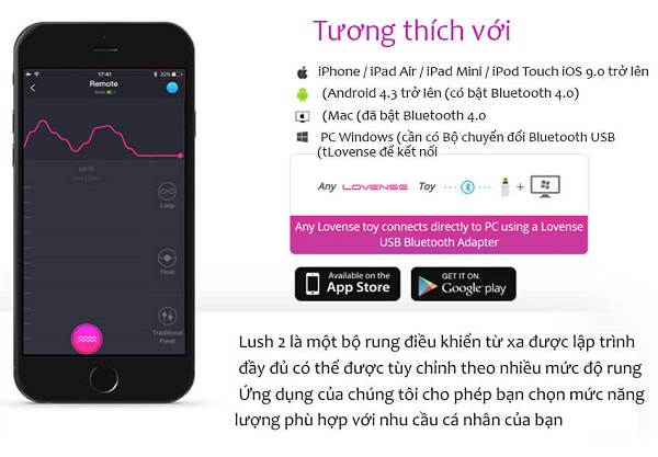 Trứng Rung Lovense Lush Điều Khiển Bằng Smartphone Trứng Rung Lovense Lush Điều Khiển Bằng Smartphone